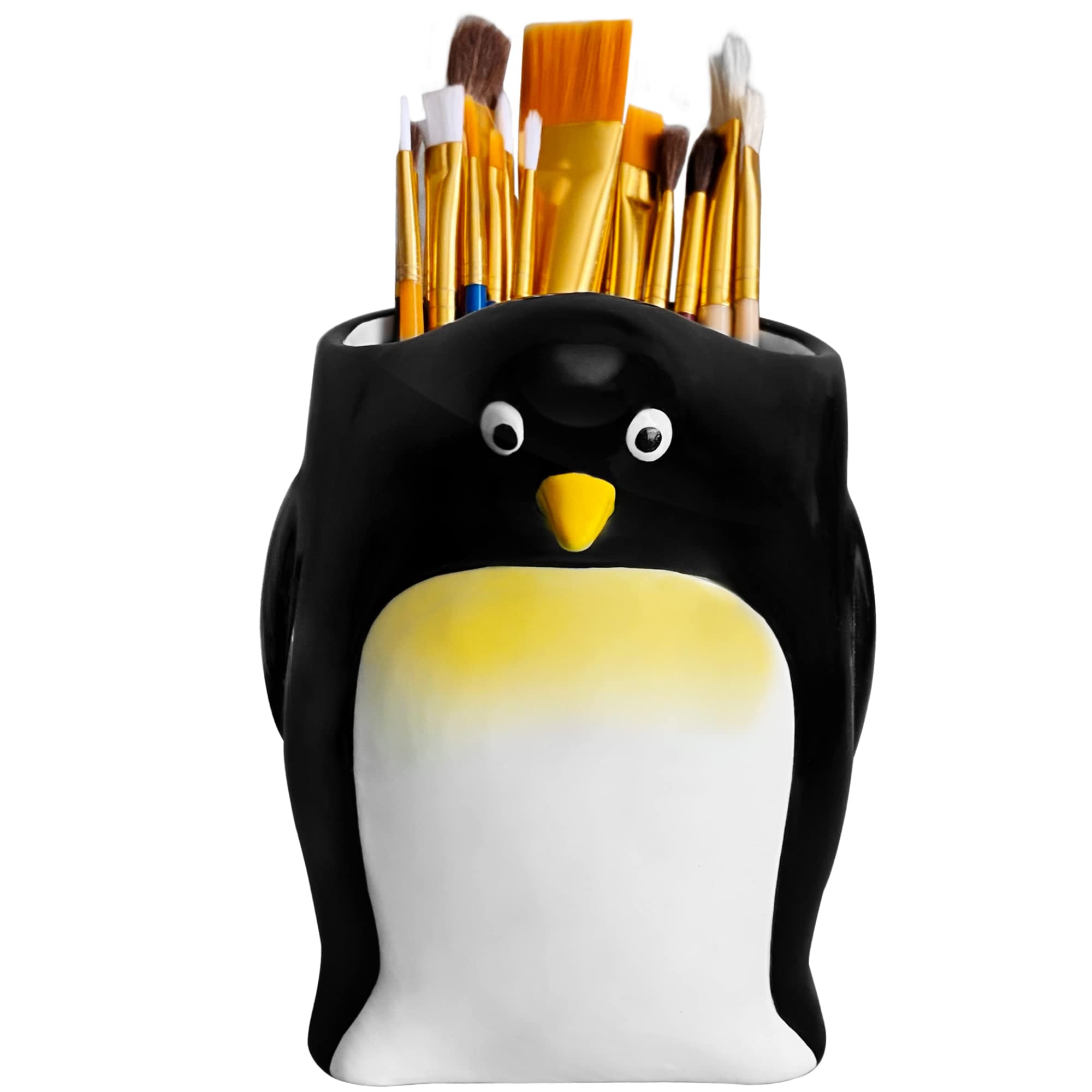 Sixdrop Penguin Kitchen Utensil Holder - Cute Storage Crock - Penguin Holiday Office Home Decoration - Penguin Theme Party Acces