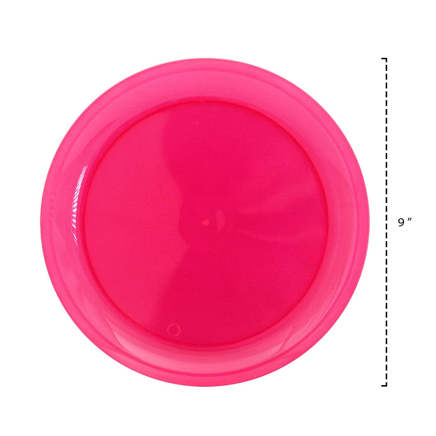 Party Essentials Plastic Plates, 9 Inches, Neon Pink