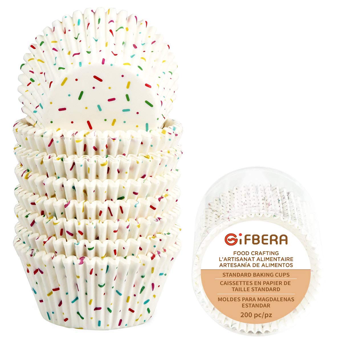 Candy White Cupcake Liners - Gifbera Standard Baking Cups Odorless Greaseproof Paper Muffin Wrappers  Pack of 200