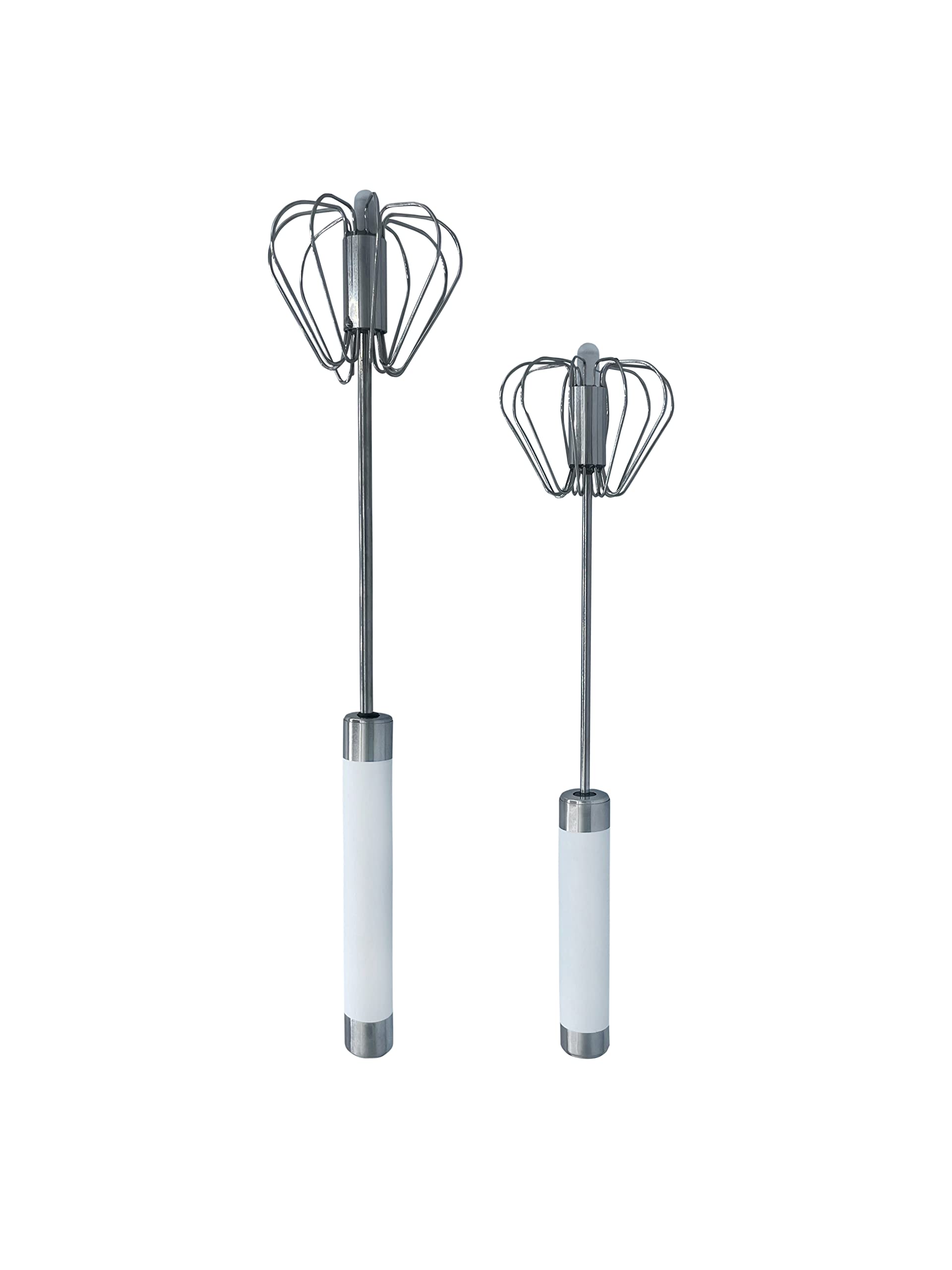 Balevi Stainless Steel Push Whisk  Easy to Use Manual Hand Mixer & Plunger Whisk  Make Froth, Foam & Whipped Cream  Semi Auto