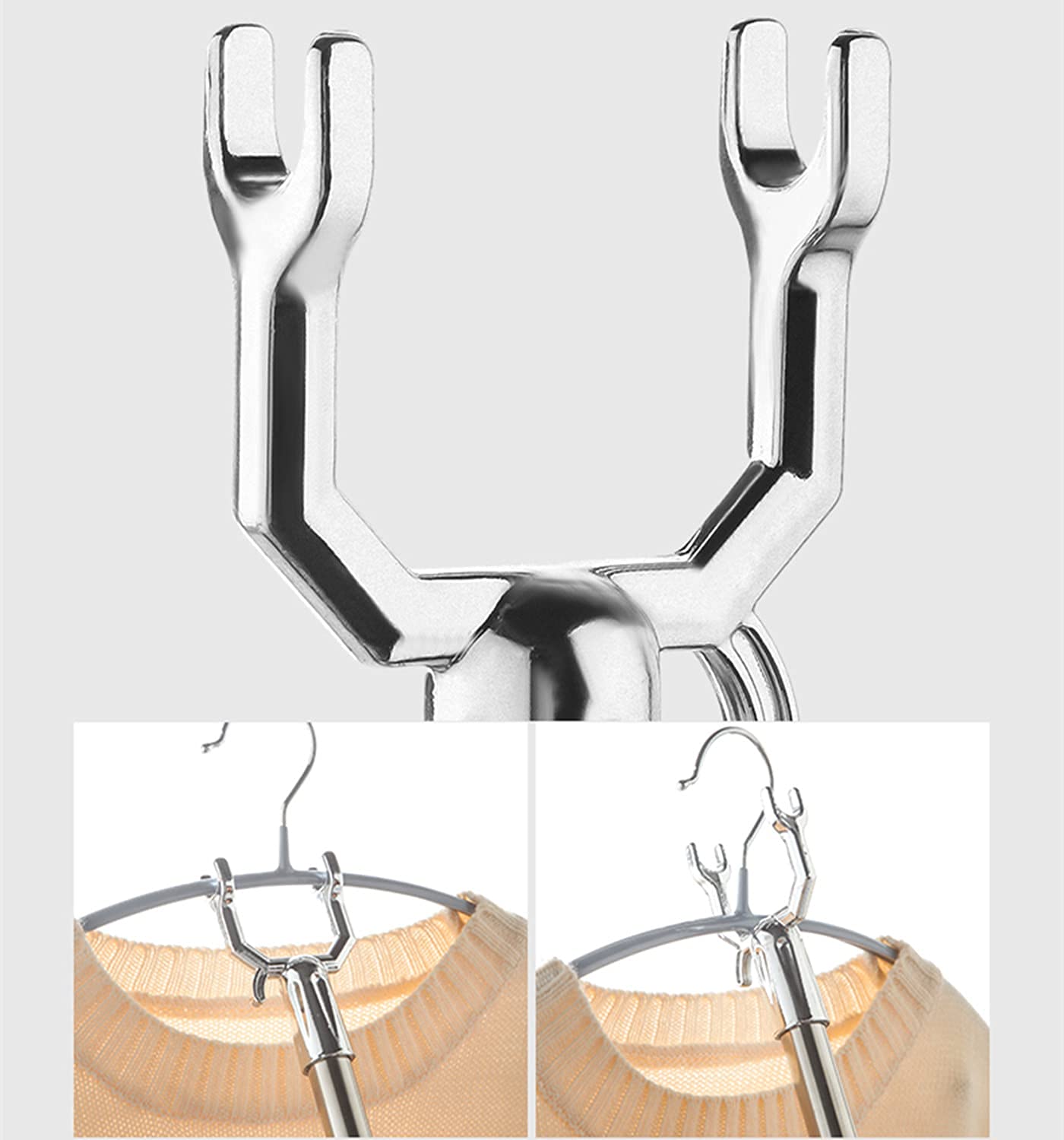 Extended Long Reach Stick Pole With Hook 45'' Reach Pole Hook Garment Pole For Closet Top,Curtain,High Area, Shelf