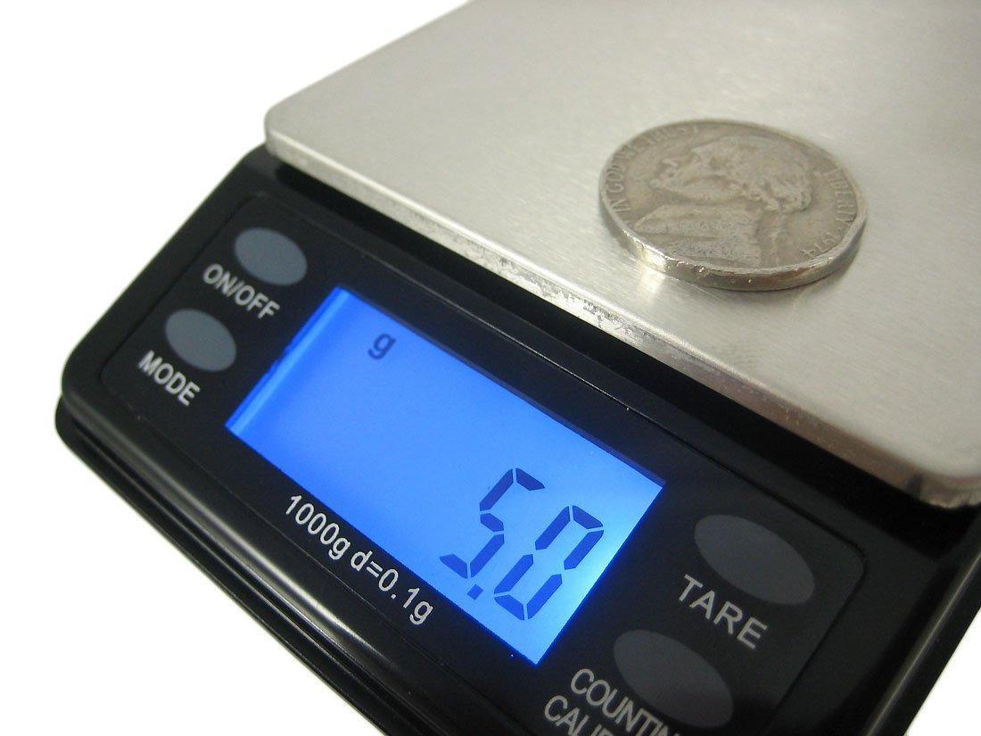 Us Balance Mini Bench Digital Pocket Scale, 1000 X 0.1Gm, Black/Silver