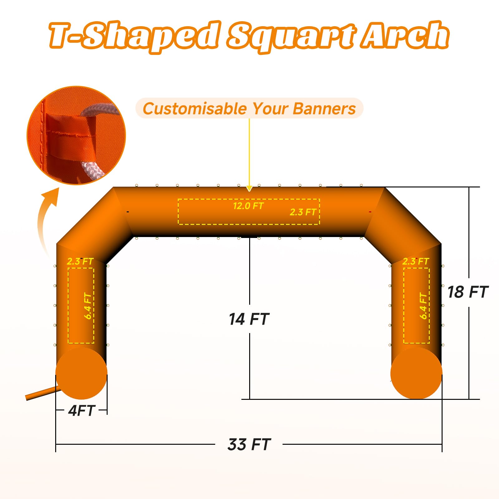 Cinnliy 33Ft Inflatable Archway,Orange Inflatable Start and Finish Arch Outdoor,Sport Blow up Arch Inflatable for Race Outdoor S