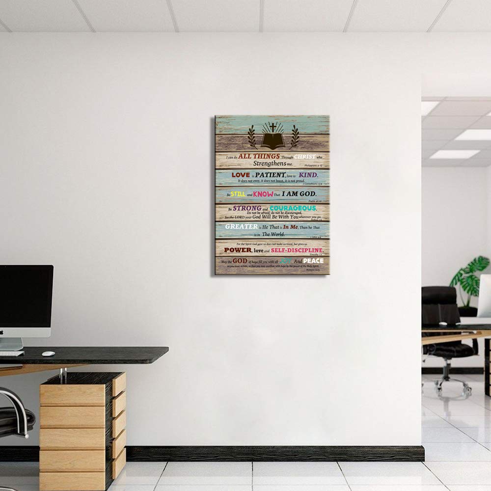 Motivational Wall Art Bible Verse Christian Wall Decor Scripture Inspirational Wall Art For Living Room Bathroom Rustic Religiou