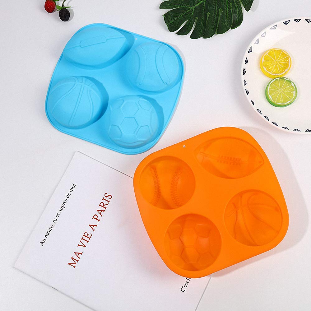 Giant Size Sports Balls Silicone Ice Cube Mold Athlete Basket Ball Rugby Tennis Soccer Football Chocolate Candy Jello Shot Mold