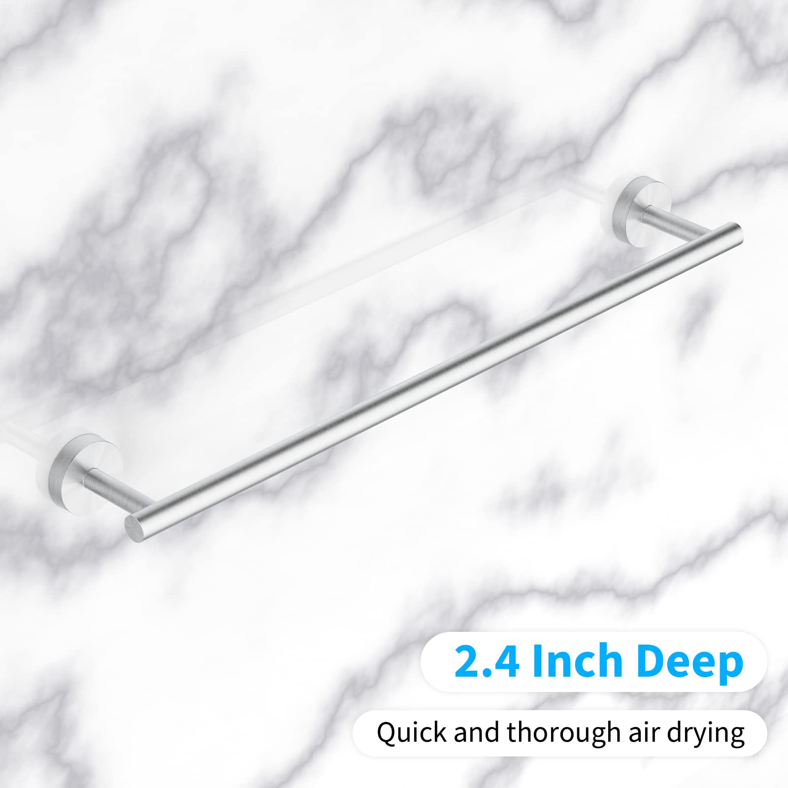 Cilee 2 Pieces Brushed Nickel Bathroom Towel Bar  24 Inch Double Towel Racks Bathroom Towel Holder Towel Hanger for Bathroom Stainless Steel Wall Mount