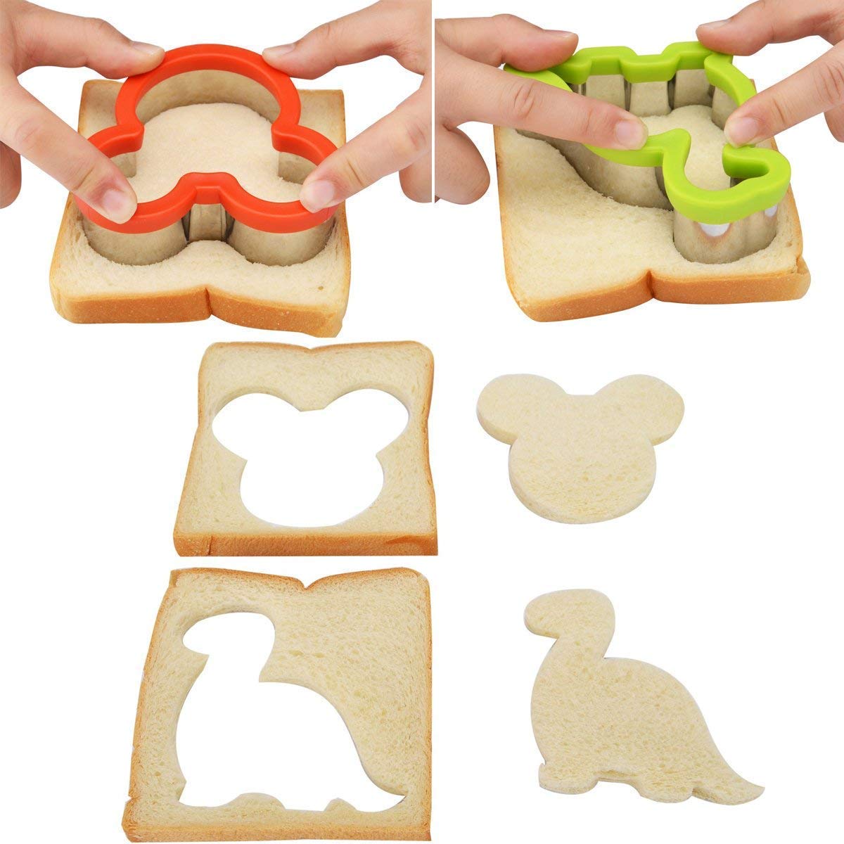 HiHITAOO Sandwich Cutter Set - 13 Multicolor Fruit & Food Shaped Cutters, Stainless Steel, Various Sizes - Butterfly, Dinosaur, Unicorn