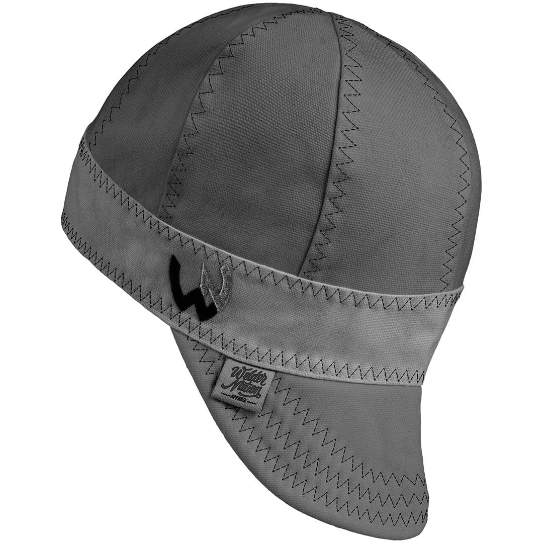 Welder Nation 8 Panel Welding Cap, Durable, Soft 10 Oz Cotton Duck Canvas, For Safety And Protection While Welding The Bamf Grey