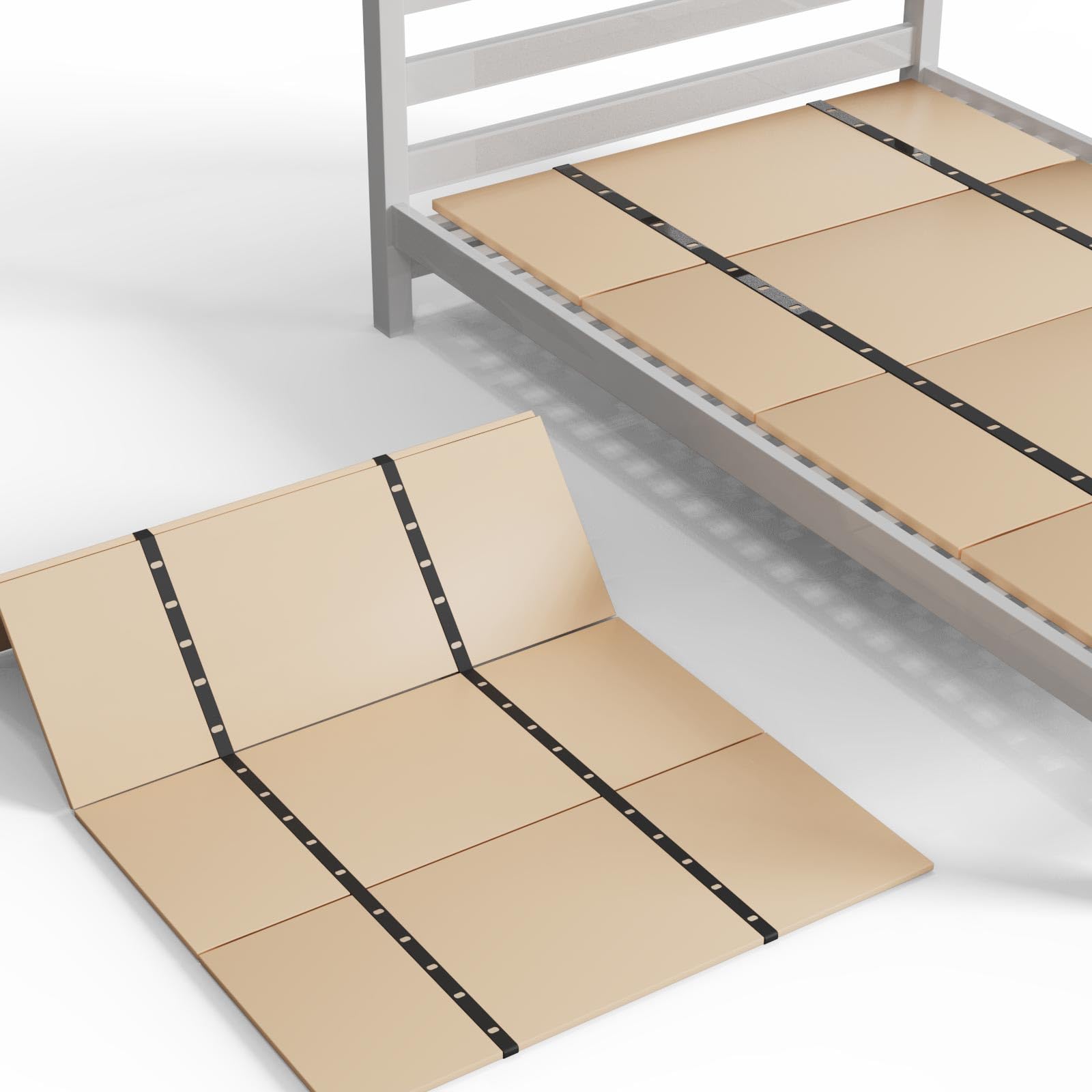 Imperius Queen Bunkie Board - Wooden Bed Slats Support (57"x80") in Log Finish, Model 1