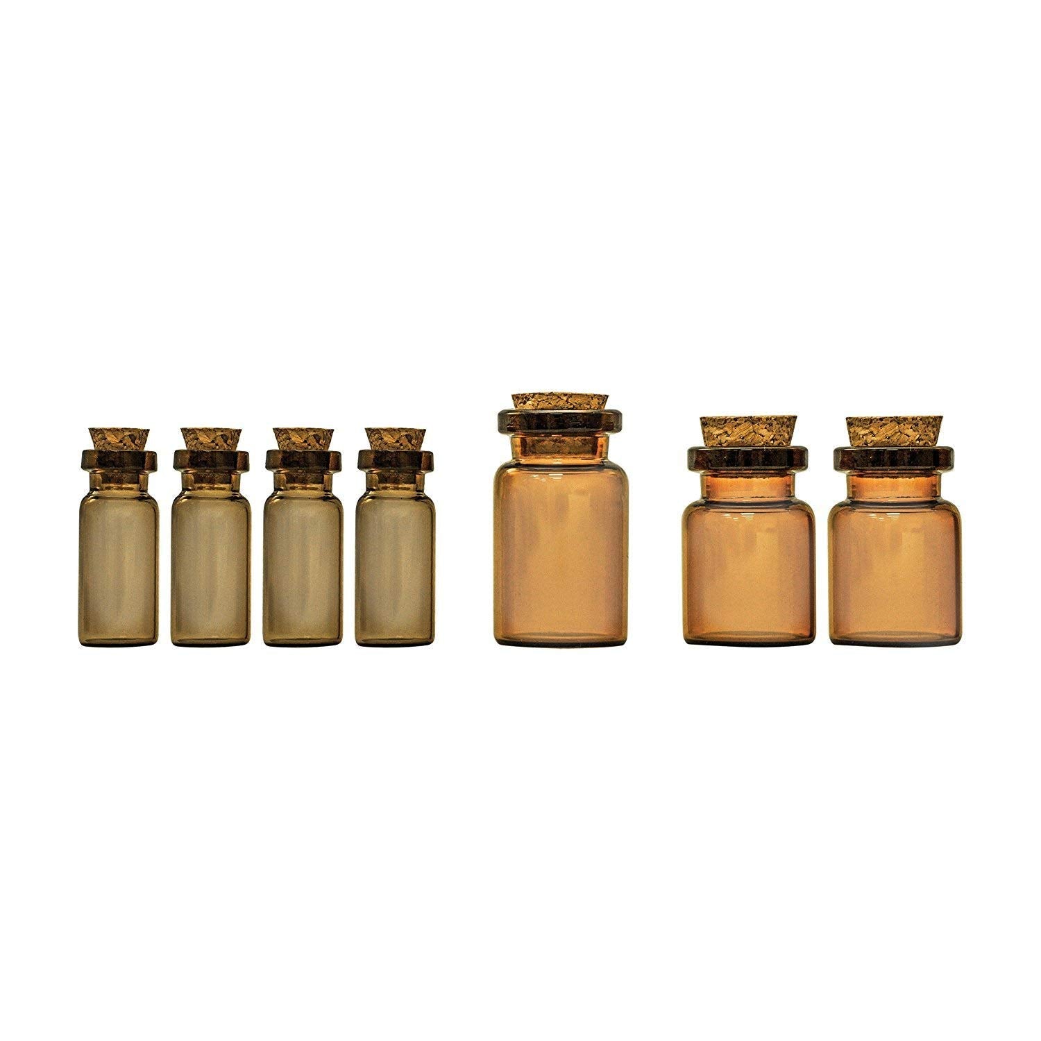 Tim Holtz Idea-Ology Glass Apothecary Vials With Corks 7/Vial Pack, Includes 20 Vintage Labels And 7 Corks, Tinted Glass (Th9330