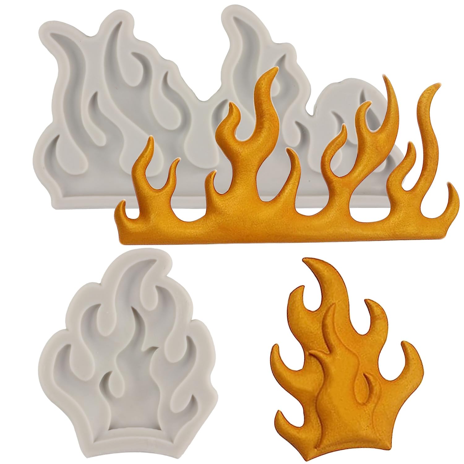 Sijiangmold Flame Fondant Molds Fire Cake Decorating Silicone Molds For Cupcake Topper Cake Decorating Chocolate Candy Craft Gum
