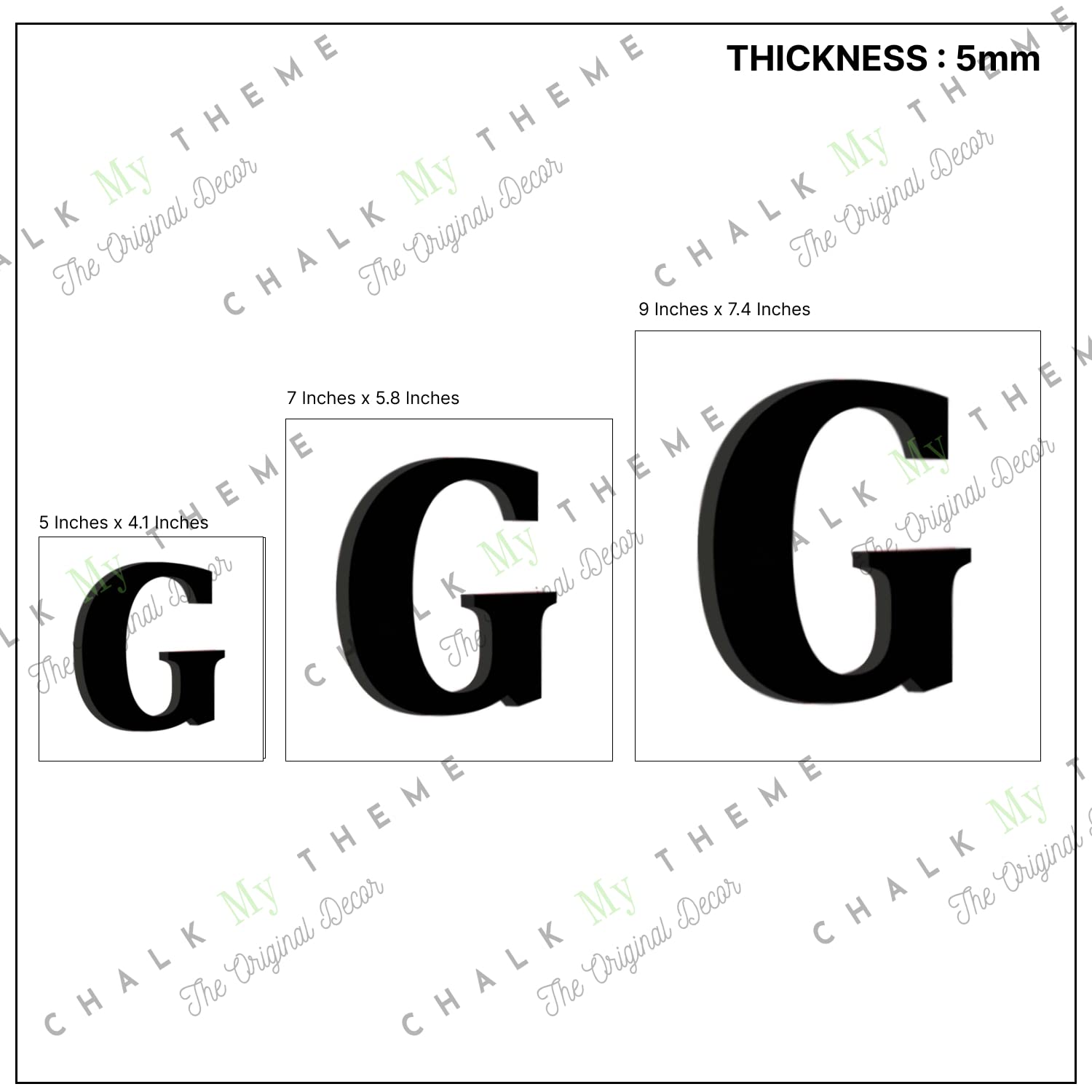 Chalk My Theme Wooden Alphabets and Numbers for Wall Decoration | 5 Inch Large Wooden Letter G in Black