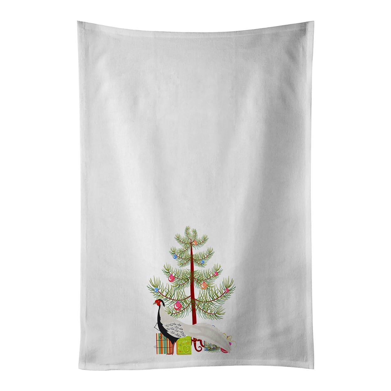Silver Pheasant Christmas White Kitchen Towel Set of 2