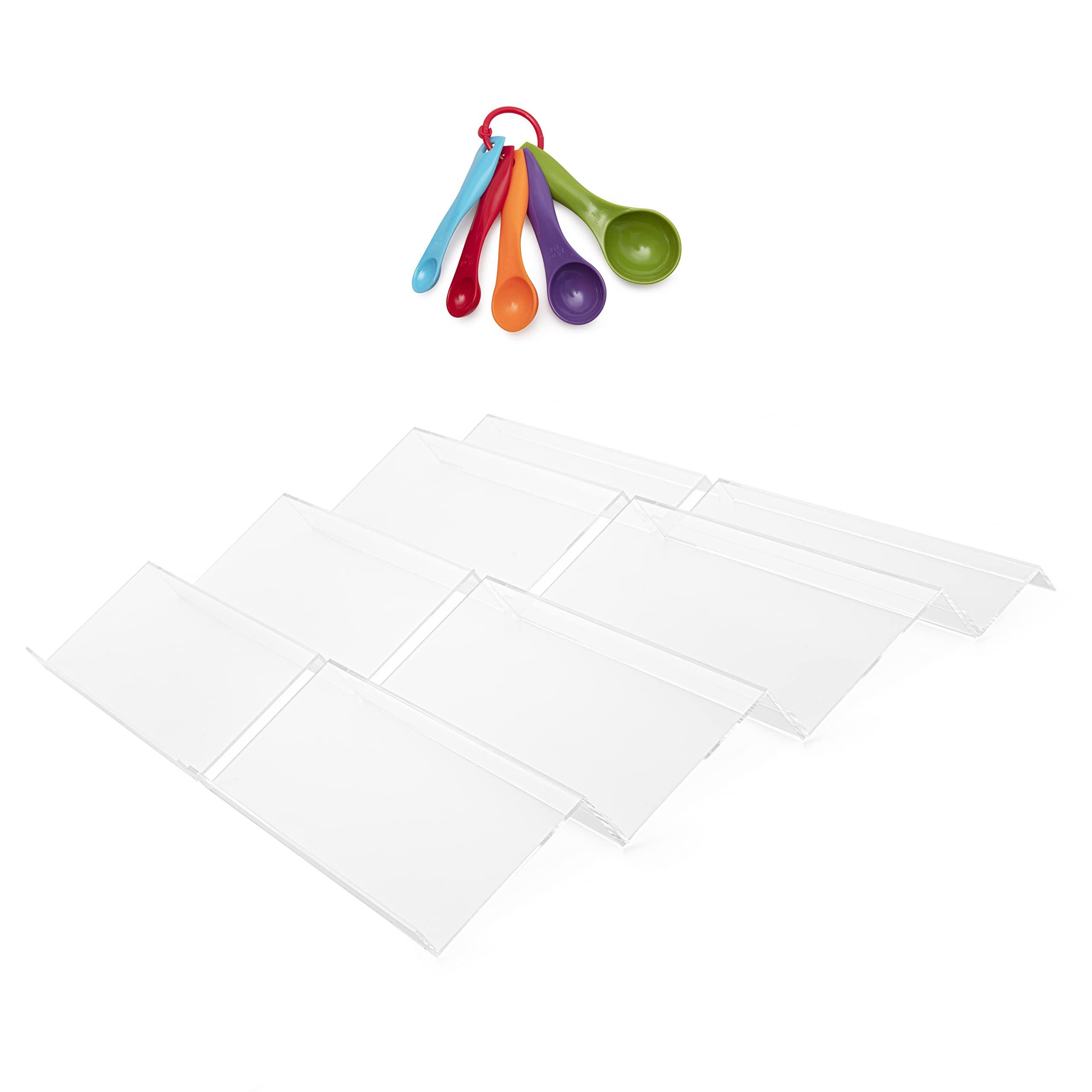 Jrg68 Spice Drawer Organizer Trays - 2 Pack - Expandable, Acrylic, Custom Fit - Declutter Kitchen Drawers, Spice Jar Rack, Cabin