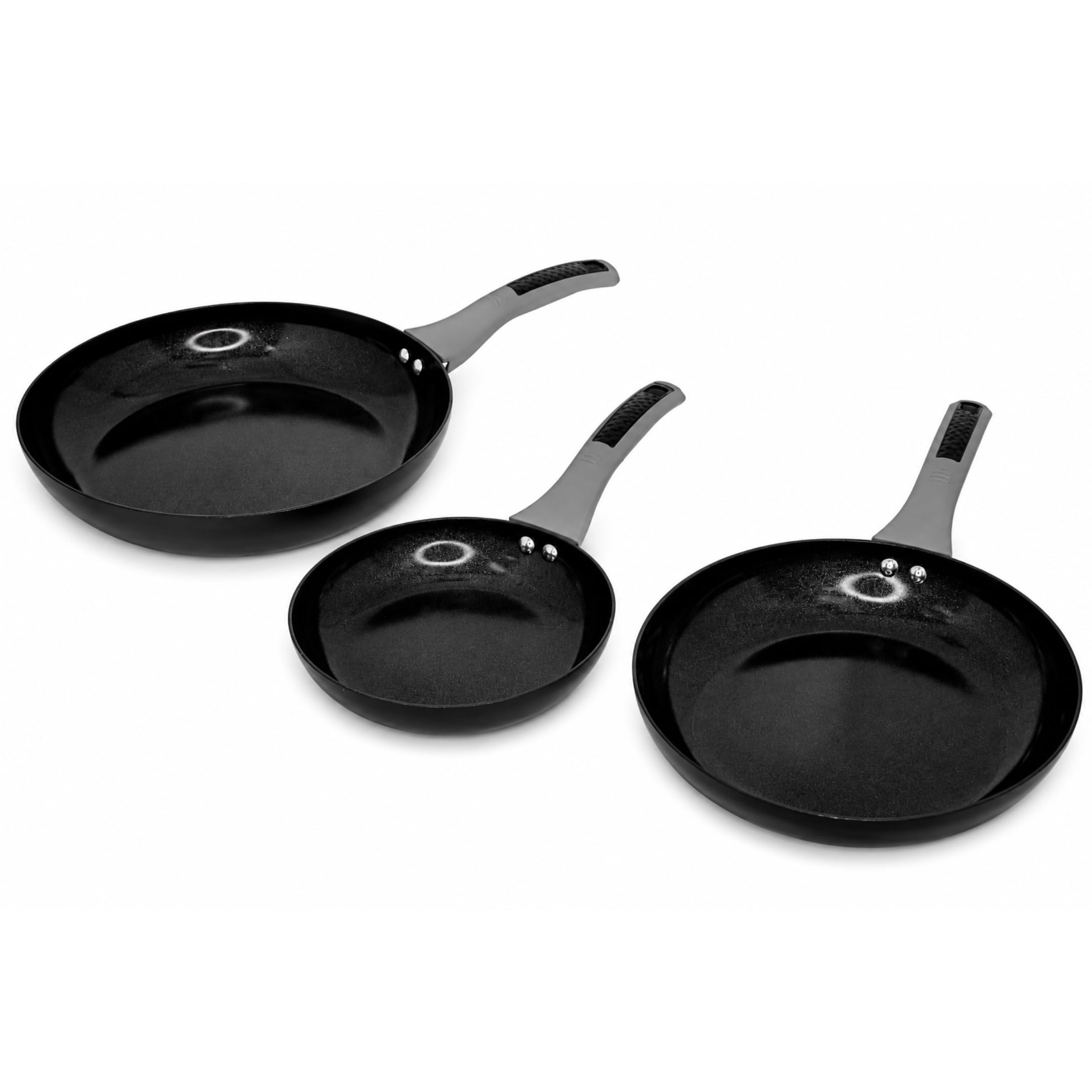 Mirro 3 Piece Get a Grip 2.0 Aluminum Black Ceramic Fry Pan Set