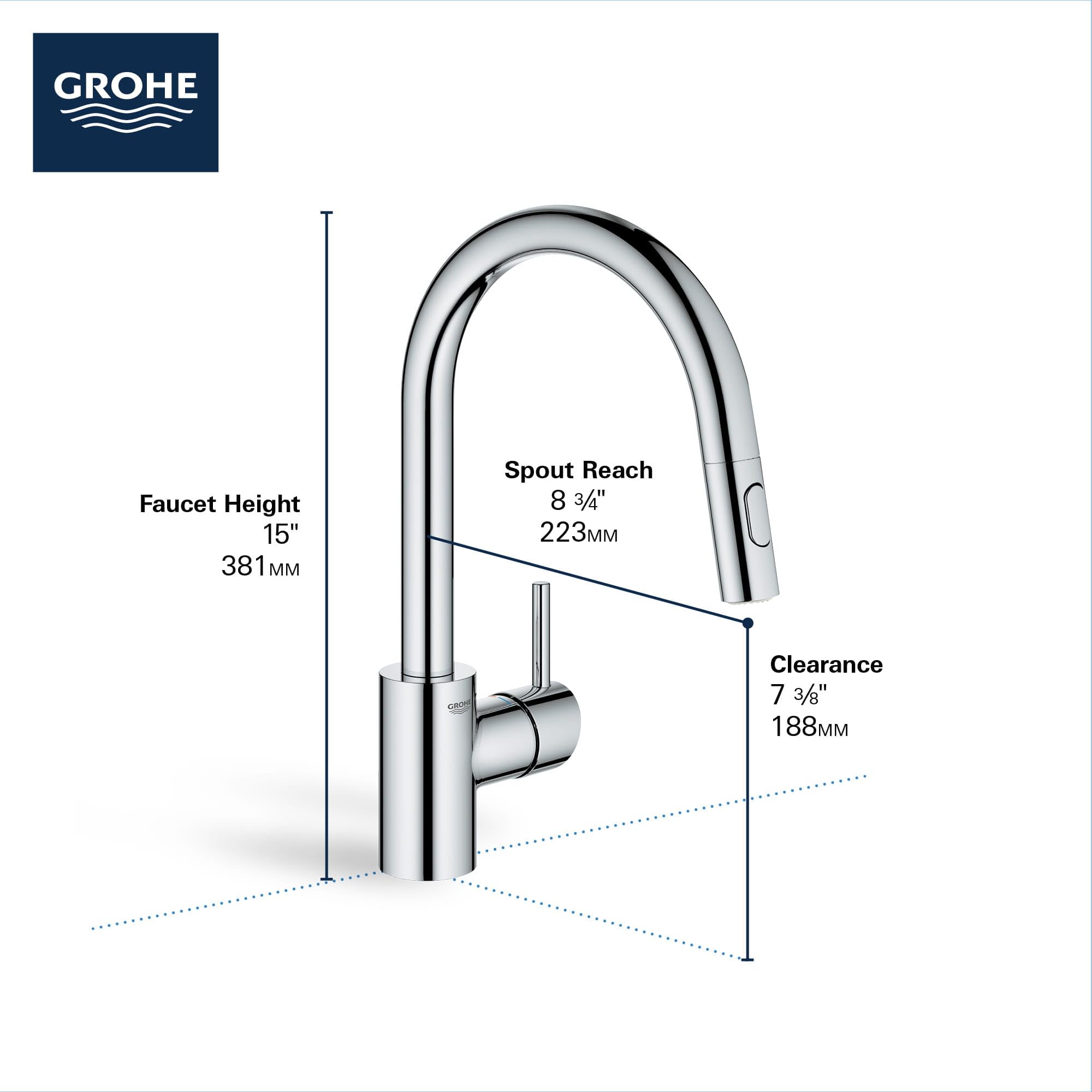 Grohe 32665003 Concetto Pull-Down Kitchen Faucet With Sprayer Chrome