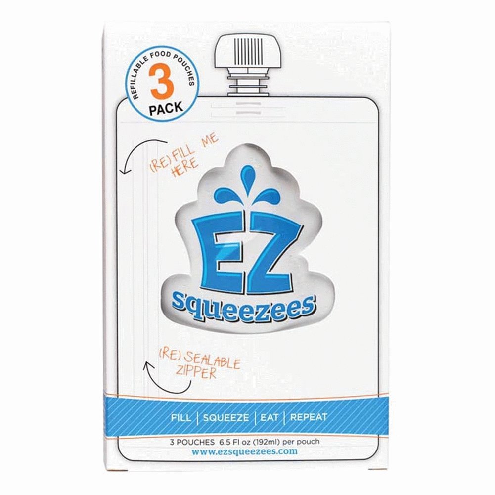 Ez Squeezees Refillable Food Pouches,Sold In Pack Of 3. 3 Pouches Each, 6.5 Fl Oz