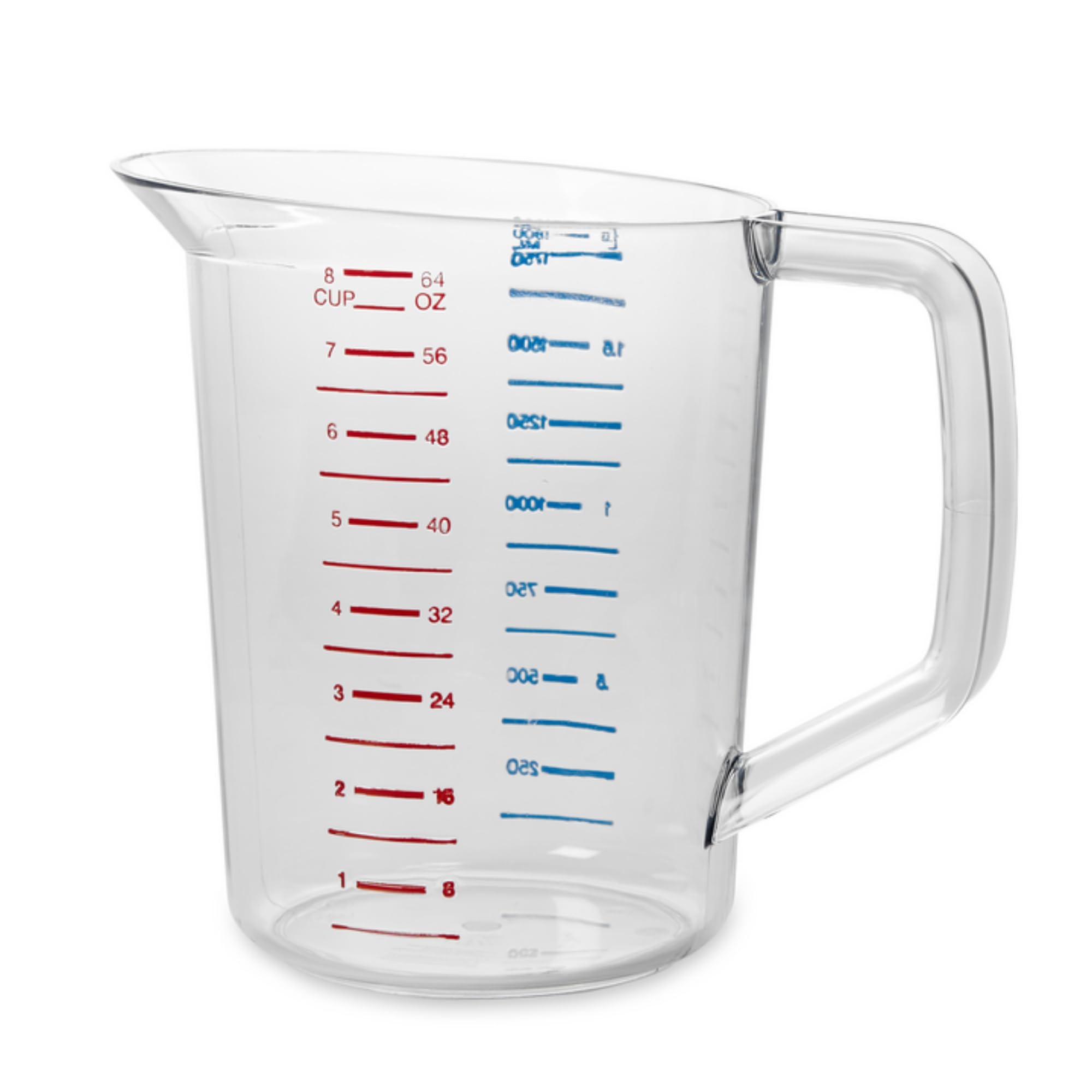Rubbermaid Commercial Products Bouncer Clear Measuring Cup, 8-Cup/2-Quart, Clear, Strong Food Grade, For Use With -40-Degree F T