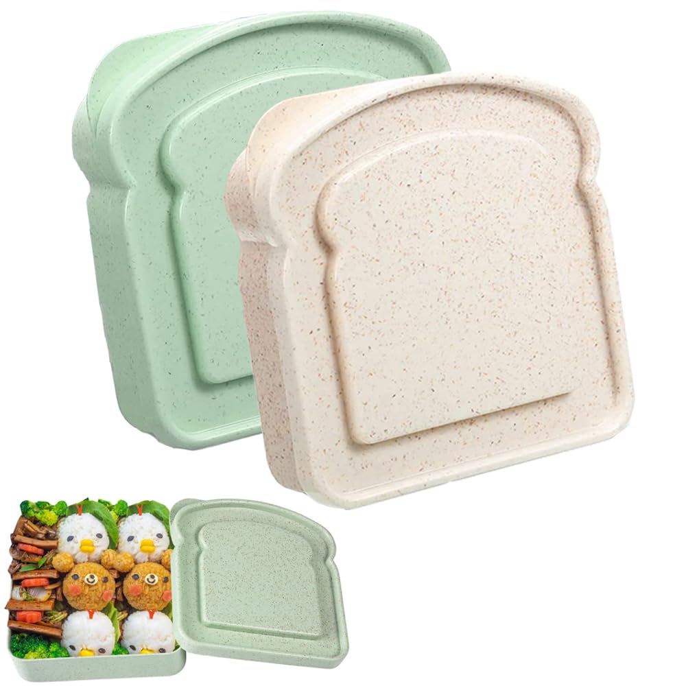 Sandwich Containers, Sandwich Containers for Lunch Boxes Plastic Toast Shape Food Storage Sandwich Box with Lid, BPA Free and Re