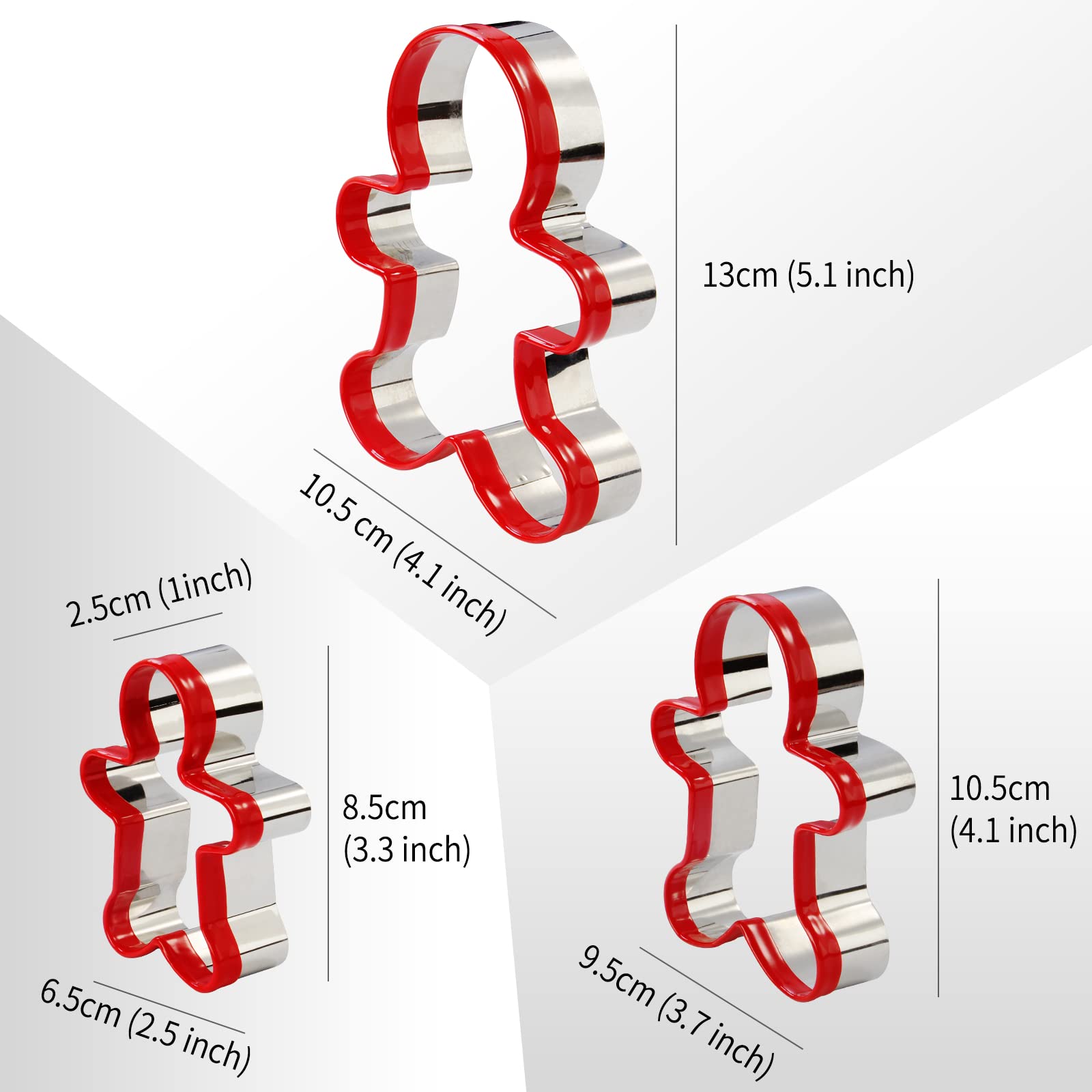 Surgehai Cookie Cutters Set Of 3, Gingerbread Man Cookie Cutter Tools