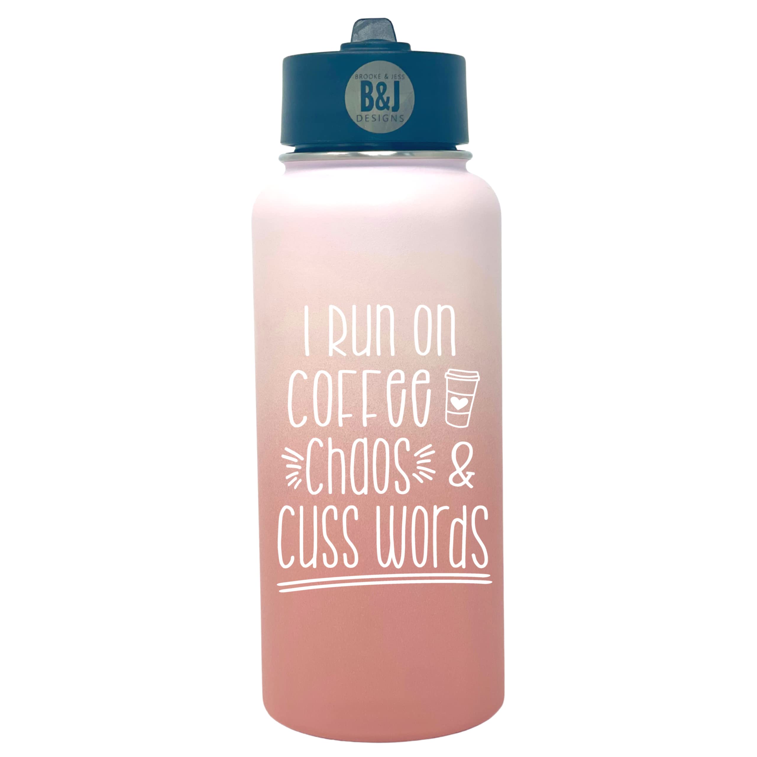 Brooke & Jess Designs Coffee Chaos Cuss Words - Funny Mom Coffee Mug - Best Gifts For Mom, Women, Coworkers - Great Travel Coffe