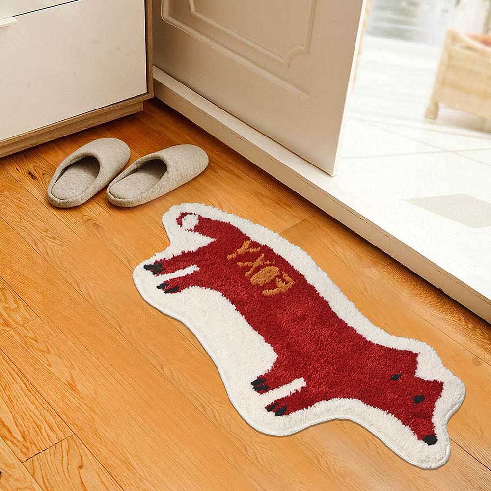 Zscyd-Yingda1992 Fox Shaped Bath Rug Microfiber And Non Slip Backing Bath Mat Bathroom Bedroom Cartoon Bathtub Rug Bathroom Tub