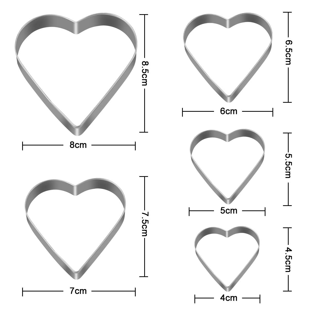 Xueerde 10Pcs Cookie Cutters Set Stainless Steel Biscuit Cutter Love Heart Shape And Star Shape Baking Vegetable Donuts Shape Cu