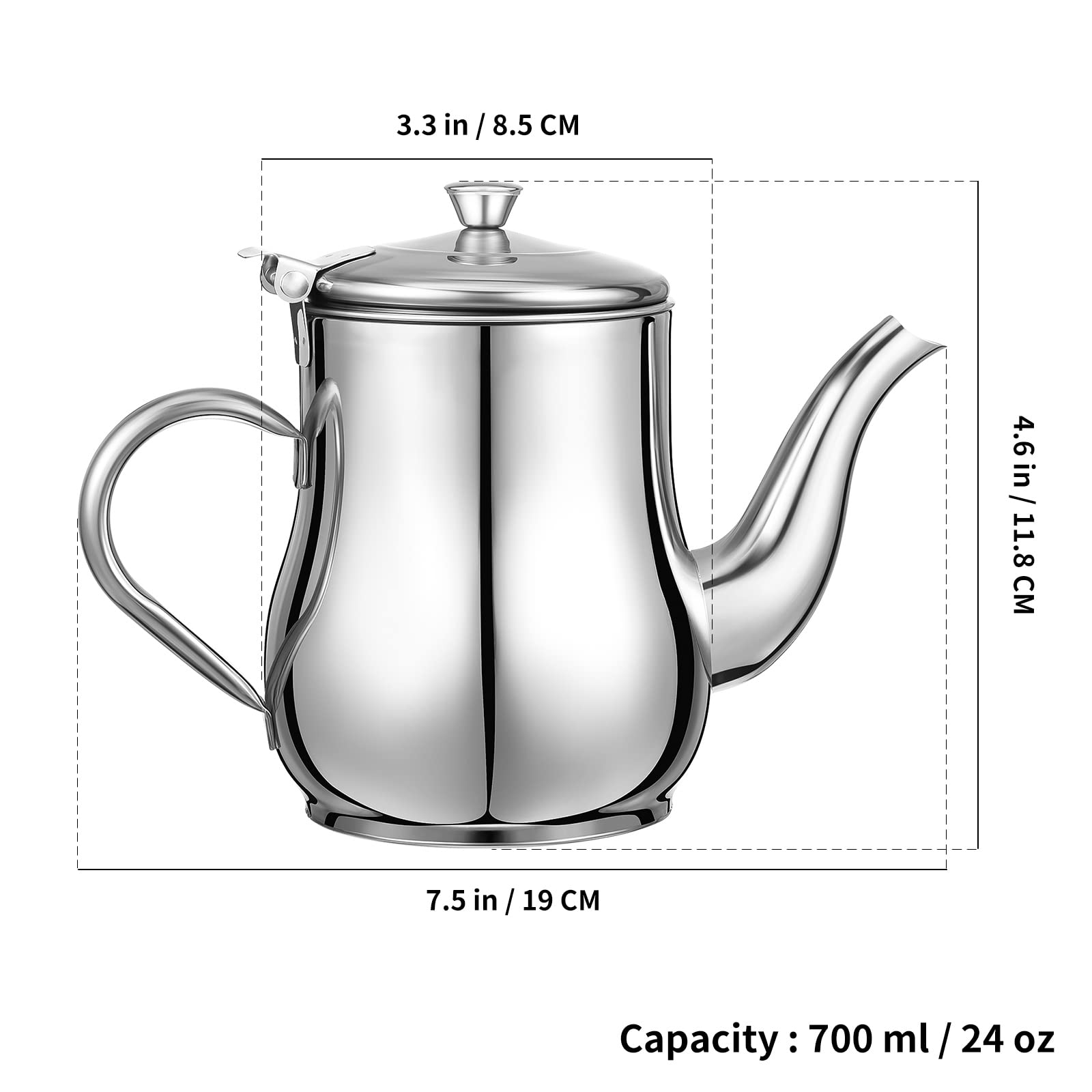 Yardwe Stainless Steel Oil Strainer Pot, 24Oz Grease Container With Fine Mesh Strainer, Oil Dispensing Bottles Oil Storage Can F