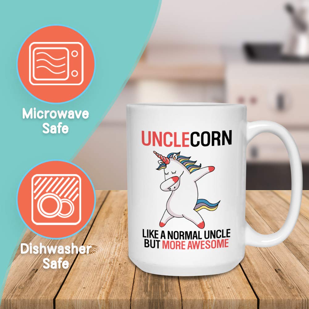 Uncle Coffee Mug 15 Oz, Magical Unclecorn Funny Appreciation Mug For Family