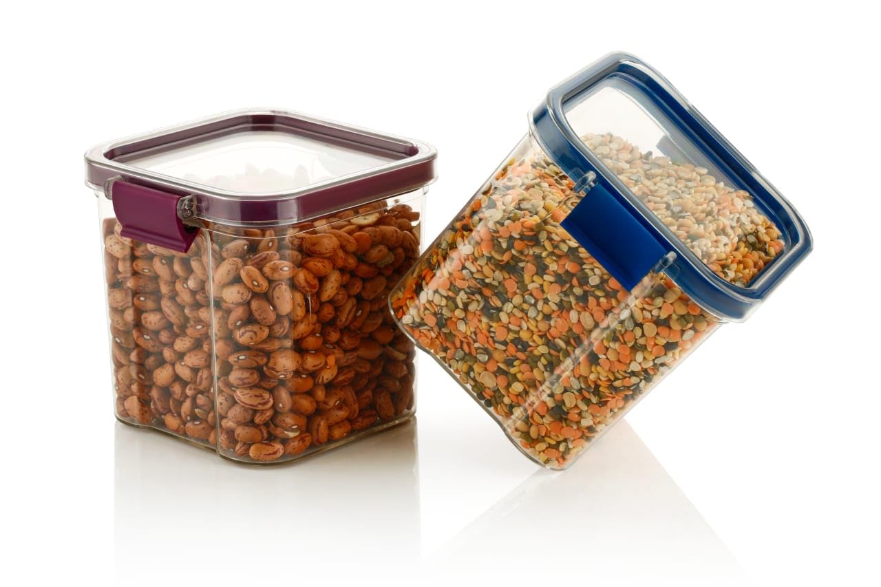 Kri N Sha Cubix Set Of 2 Multipurpose Storage Containers | Airtight BpaFree Organizer Box With Locking Lid For Kitchen, Office,