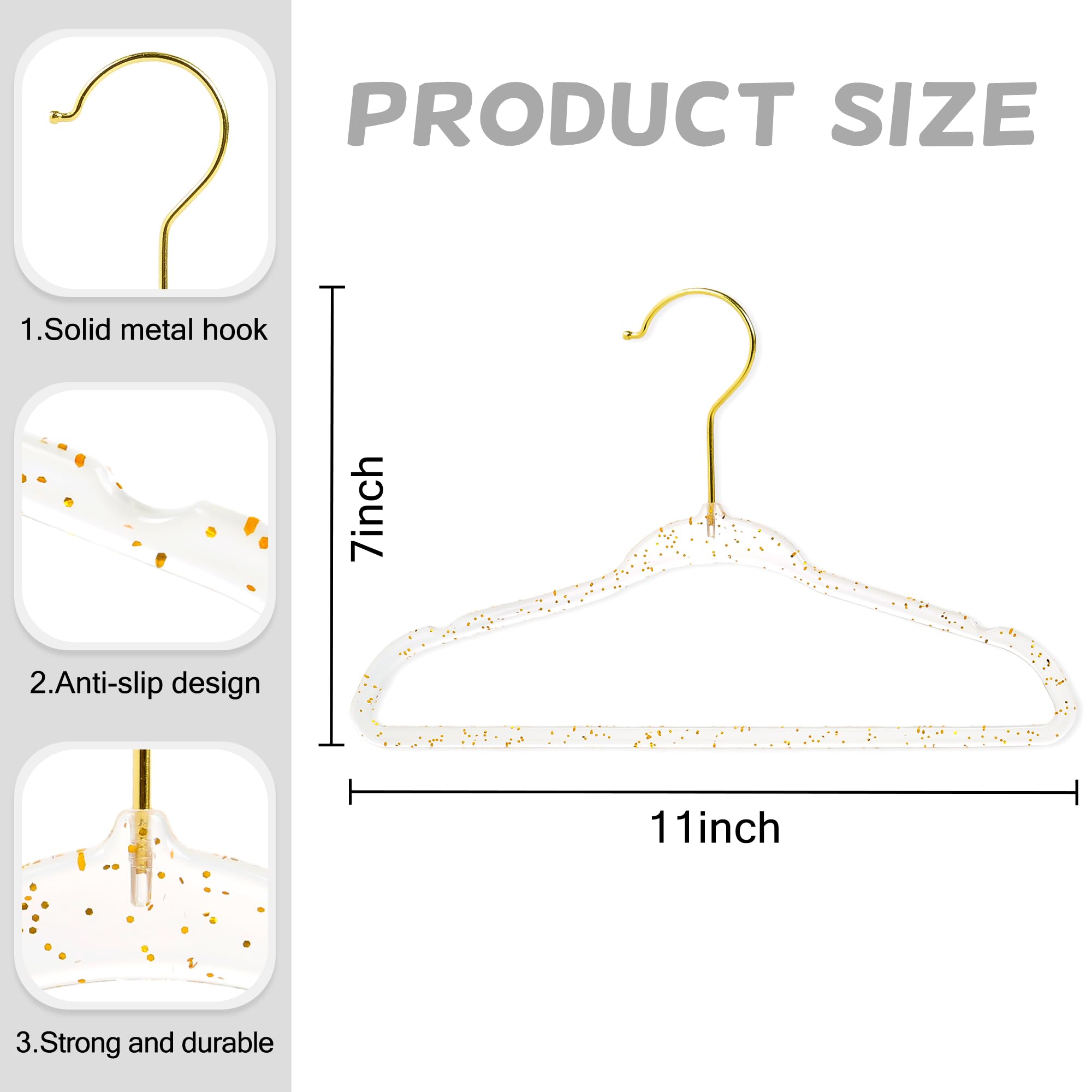 Concepts 20 Pack Premium Heavy Duty Glitter Acrylic Baby Hangers-Elegant For Baby Nursery Space-Saving Non-Slipclothes Hangers W