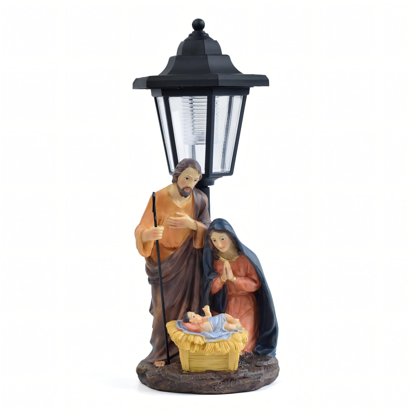 Holy Family Nativity Set Outdoor - Solar Powered Catholic Christmas Decor with Manger Scene, Weather-Resistant Yard Statues for 