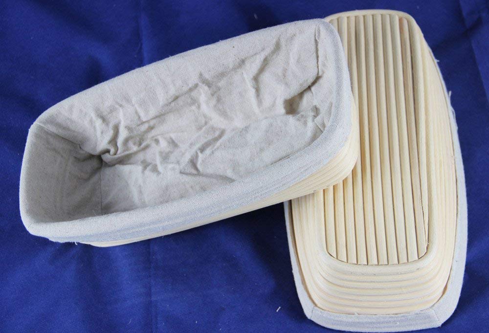 12 Inch Oblong Oval Banneton Bread Proofing Basket, Brotform Bread Dough Proofing Rattan Basket +Liner Combo Set