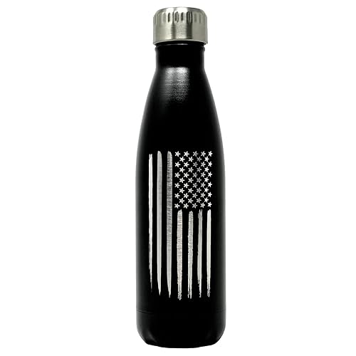 17oz American Flag Double Wall Vacuum Insulated Stainless Steel Flag Water Bottle - Great for Gym or Outdoor Sports Like Hiking Camping and Cycling