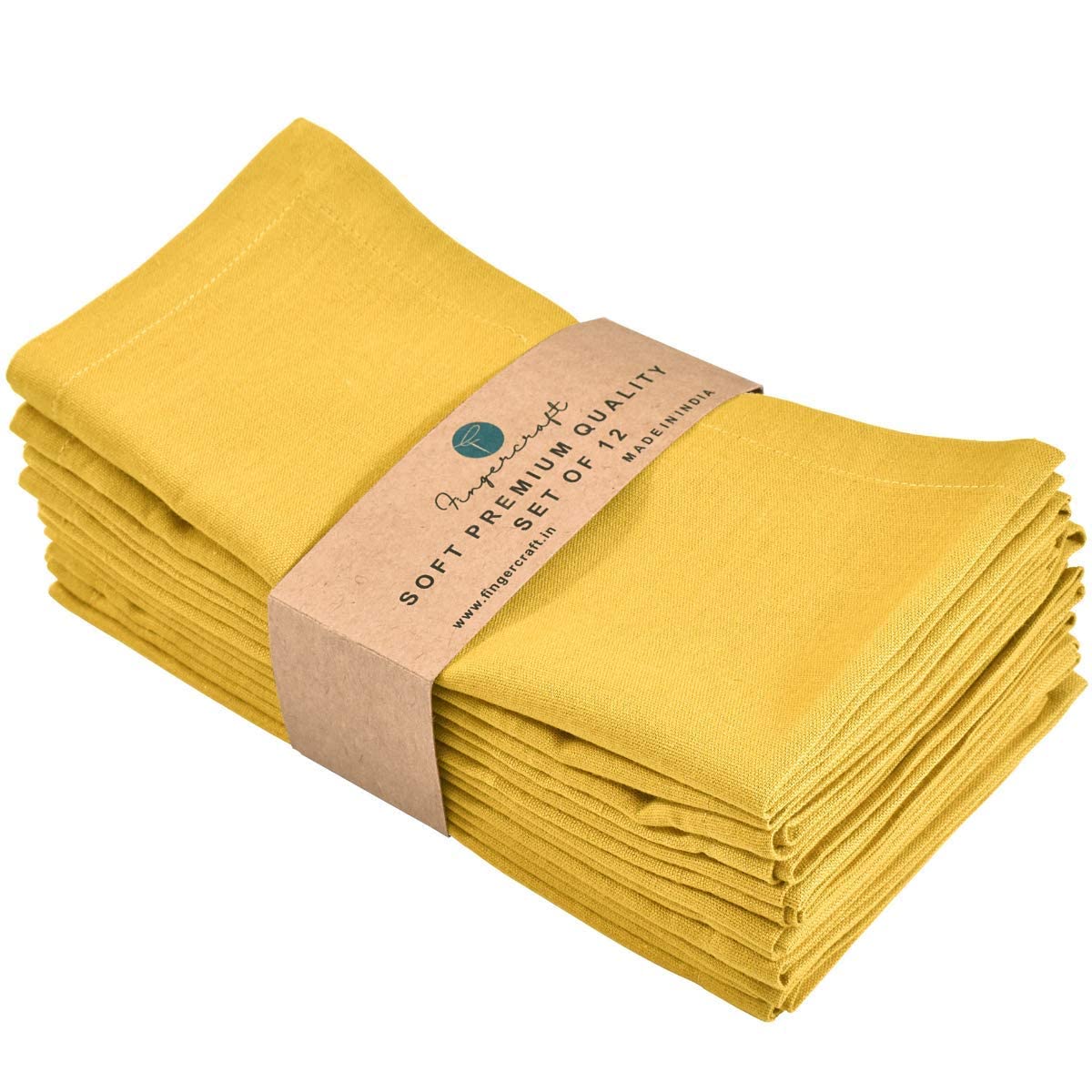 Fingercraft Cloth Napkins, Cotton Linen Blend Fabric 12 Pack, Premium Quality, Mitered Corners For Every Day Use Napkins Are Pre