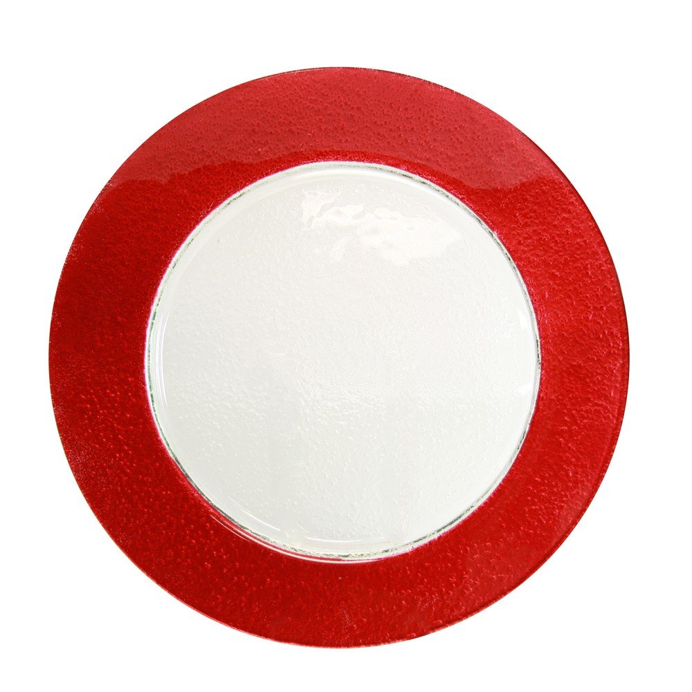 10 Strawberry Street Colored Rim 13 Glass Charger Plate, Set of 6, Red