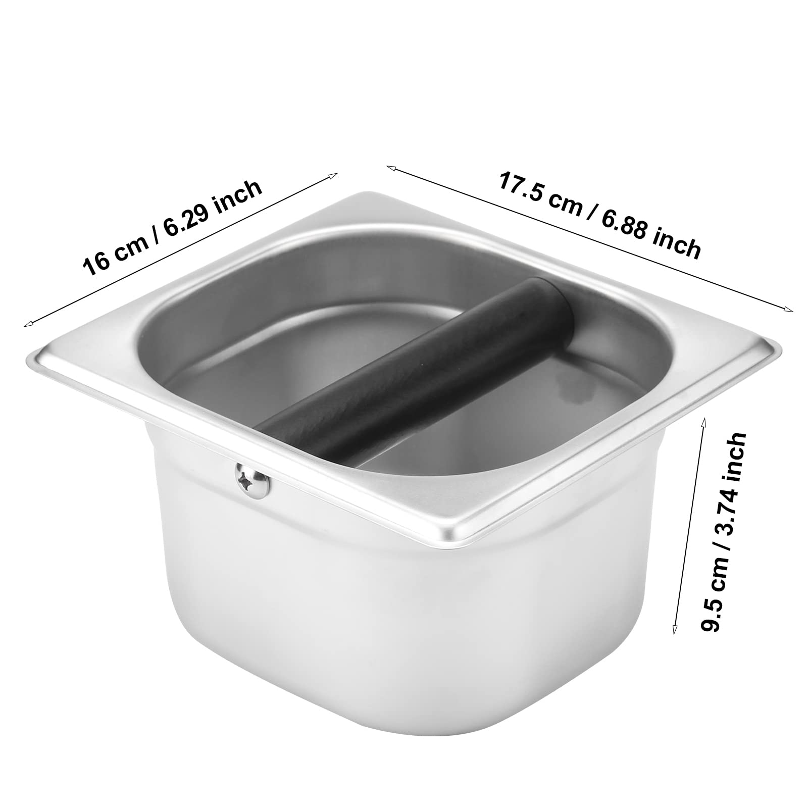Coffee Knock Box,Espresso Dump Bin,Coffee Bin,Stainless Steel Espresso Knock Box Built-In Container For Coffee Ground 6.3 X 6.89