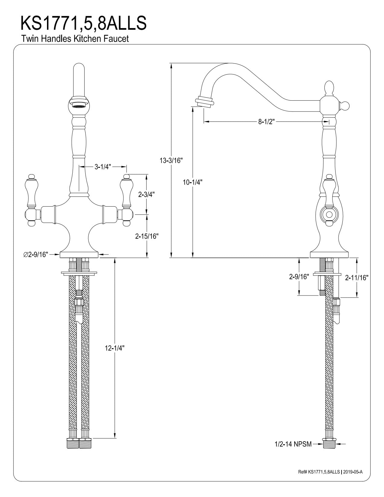 Kingston Brass KS1775ALLS Heritage Single Hole Kitchen Faucet  Oil Rubbed Bronze