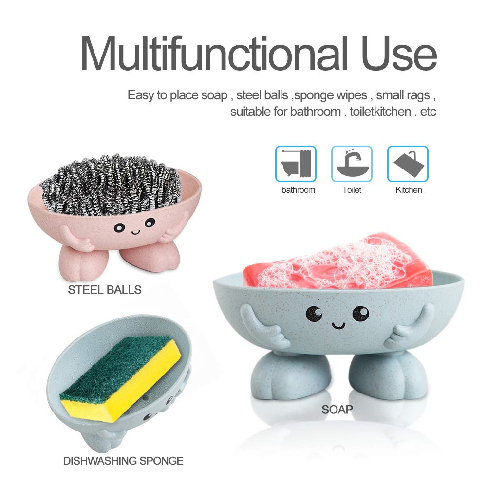 Samhe Soap Holder, Cute Soap Dish For Kids Children, Creative Lovely Bar Soap Tray Counter For Shower Bathroom Kitchen Counterto