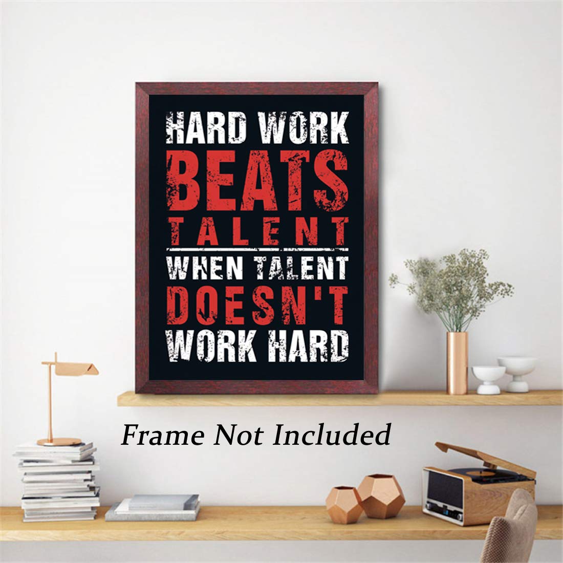 HPNIUB Inspirational Quotes Art Prints  Set of 4 (8?10?  Chalkboard Motivational Canvas Poster  Hard Work Painting Be Strong Be Brave Wall Art for Classroom Kids Teens Bedroom Office  No Frame