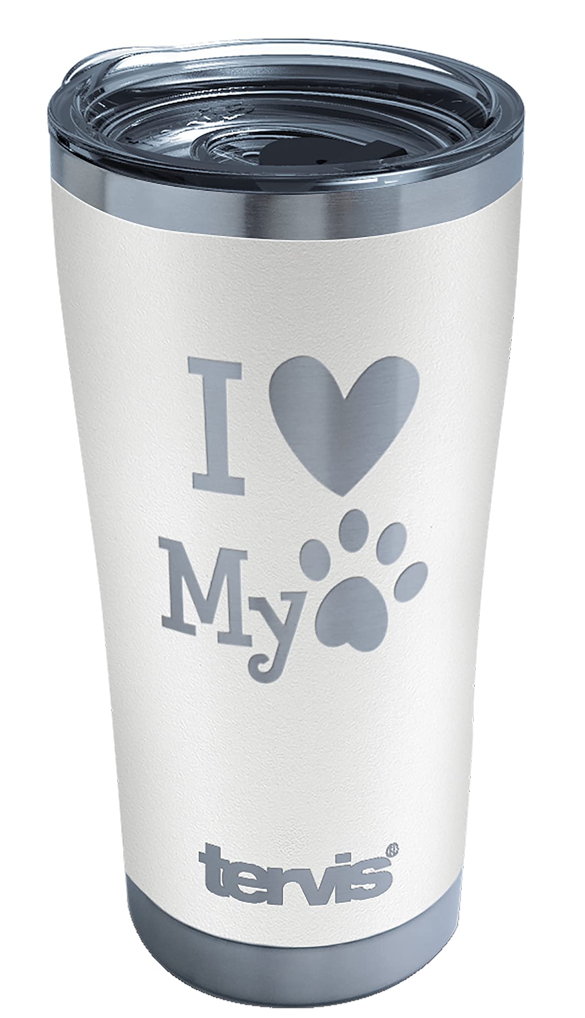 Tervis My Pet Glacier White Triple Walled Insulated Tumbler Travel Cup Keeps Drinks Cold & Hot, 20Oz Legacy, Glacier White