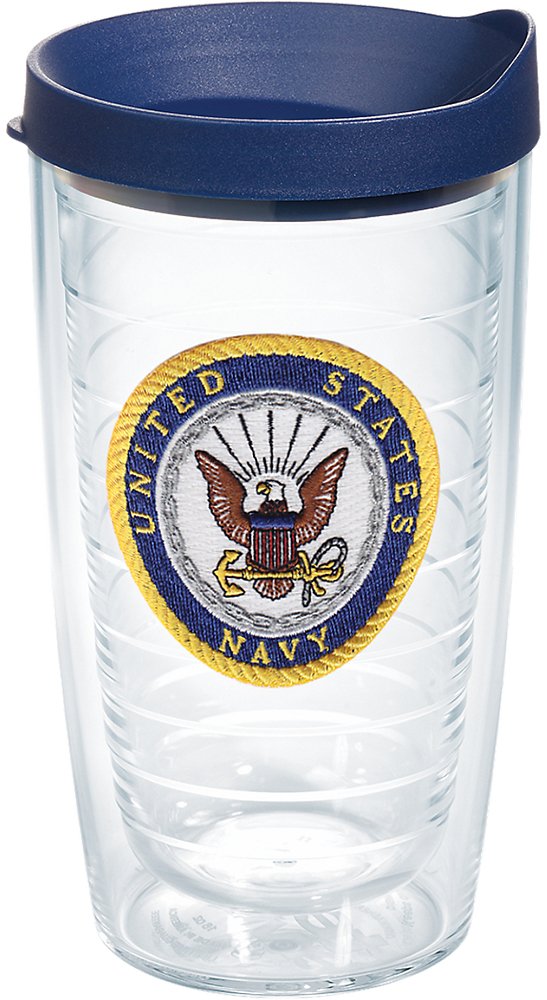 Tervis Navy Logo Made in USA Double Walled Insulated Tumbler Travel Cup Keeps Drinks Cold & Hot, 16oz, Classic