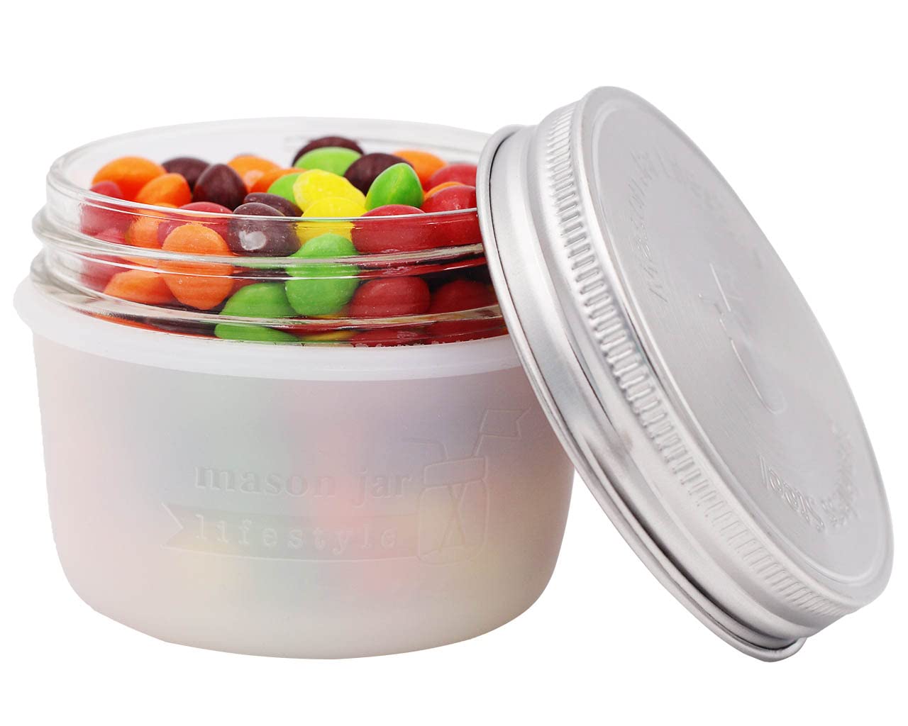Wide Mouth Half Pint 8Oz Silicone Sleeves/Jackets For Protecting Kerr Jars By Mason Jar Lifestyle (Frost, 2 Pack)