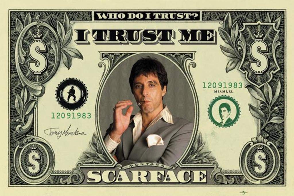Scarface Money Al Pacino Movie Art Poster Print 22X34 Poster Print, 34X22 Poster Print, 34X22