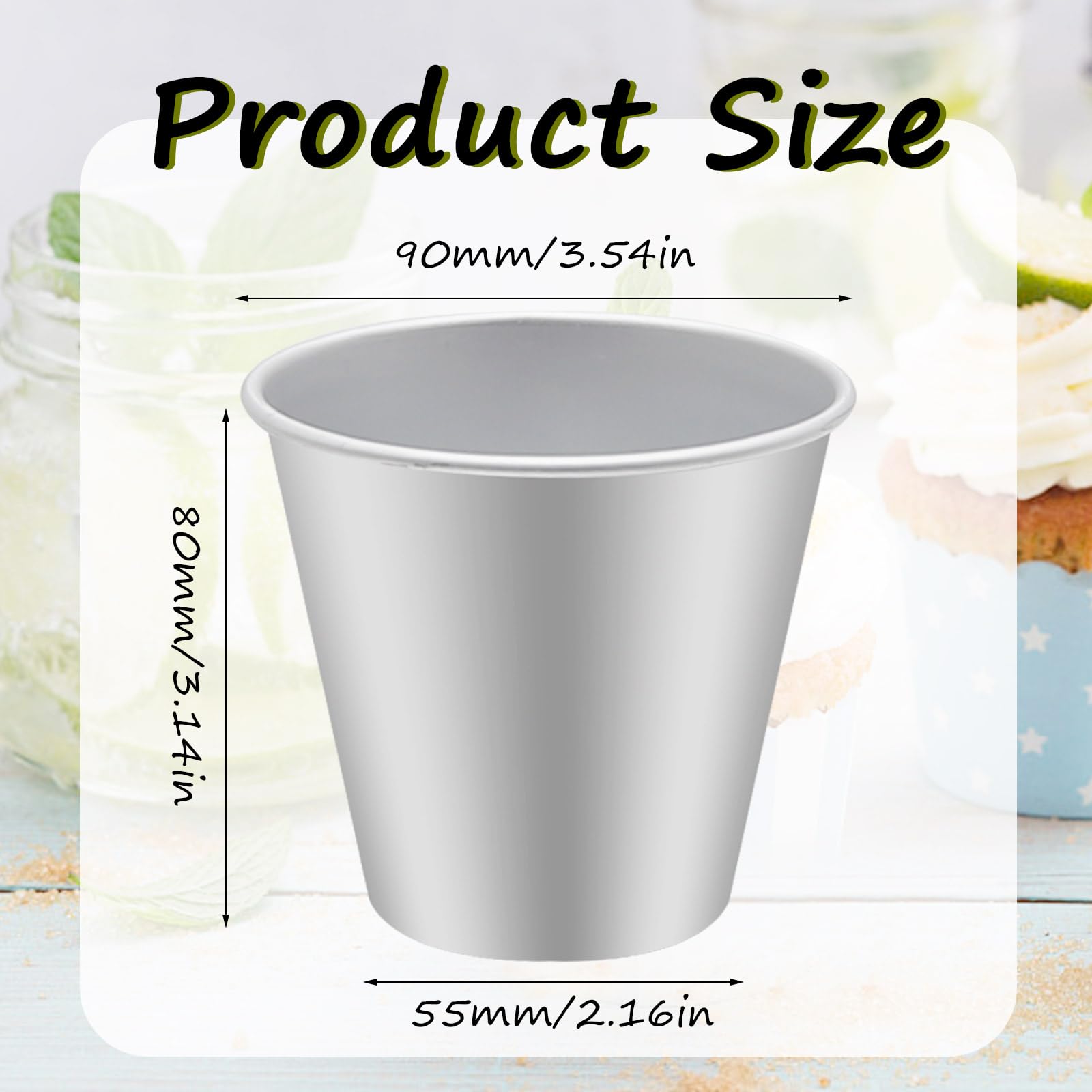 Vkinman 12 Pcs Pudding Molds Flan Molds For Baking Aluminum Baking Cups Muffin Tin Cupcake Mould Nonstick Souffle Darioles Mould