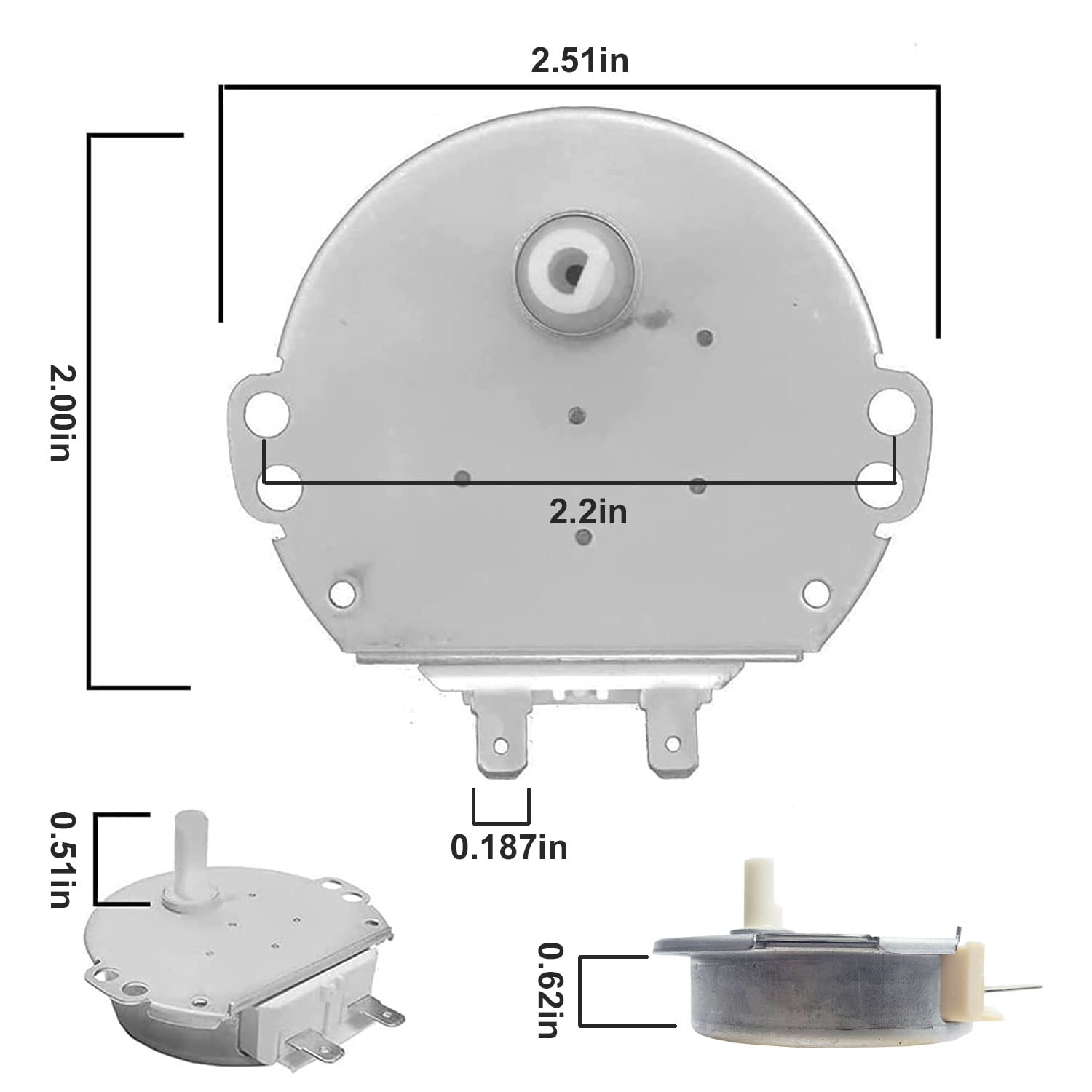 [6549W1S013A Motor OEM Mania] 6549W1S013A (=6549W1S013K) New OEM Produced for LG Microwave Turntable Motor Replacement Part - SSM-16HR 120V 6 RPM 2.8W Plastic 3/8'' Half Moon Shaft (D Shaped)