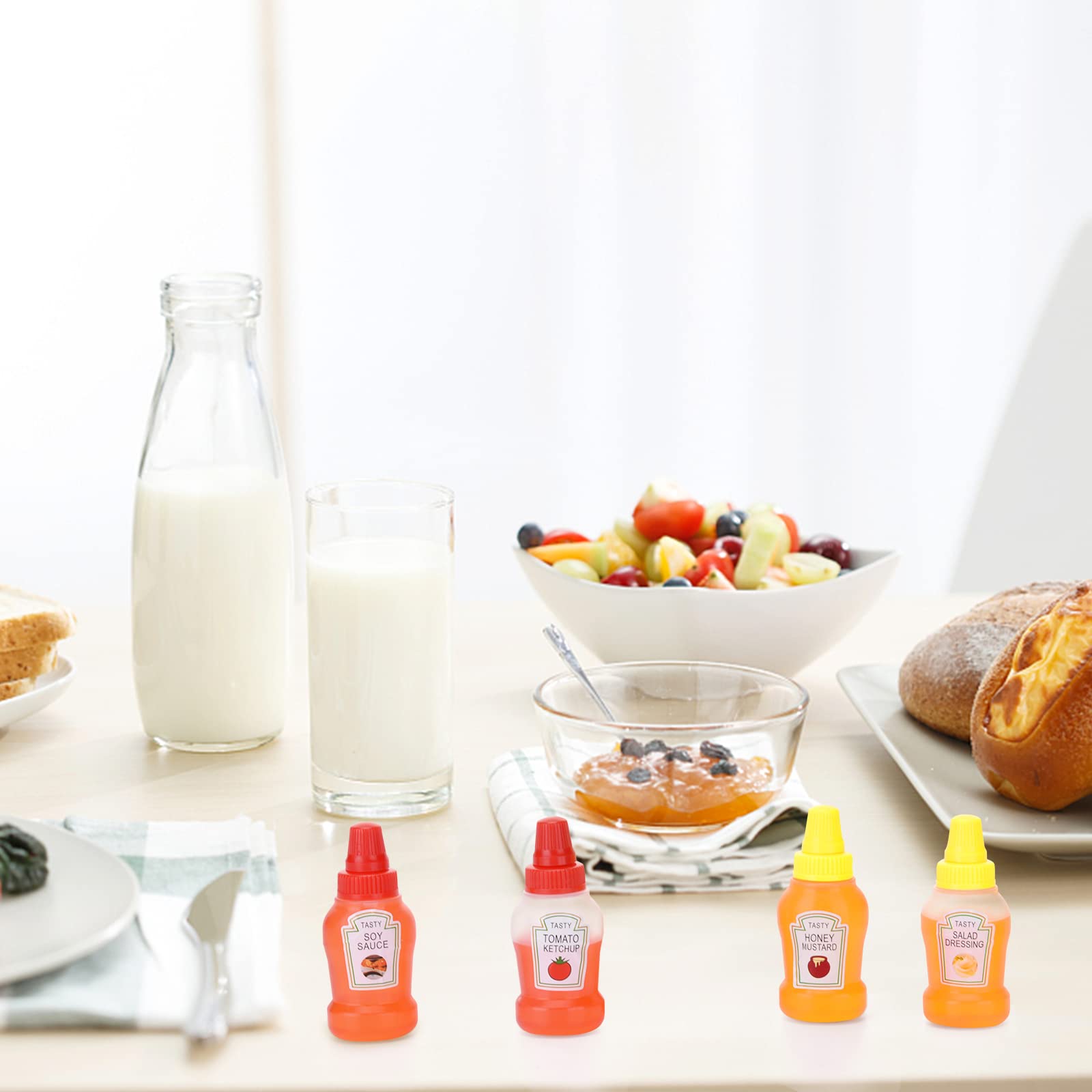 Jspupifip Mini Ketchup Bottles With Sturdy Screw Cap, 25Ml Mini Condiment Squeeze Bottles Portable Honey Sauce Salad Dressing Di