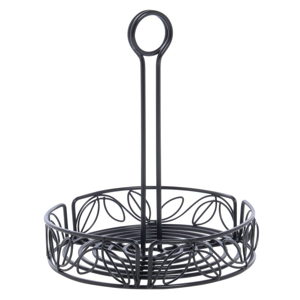 American Metalcraft Ldcc18 Wrought Iron Condiment Rack With Leaf Design, 7-3/4-Inch, Black