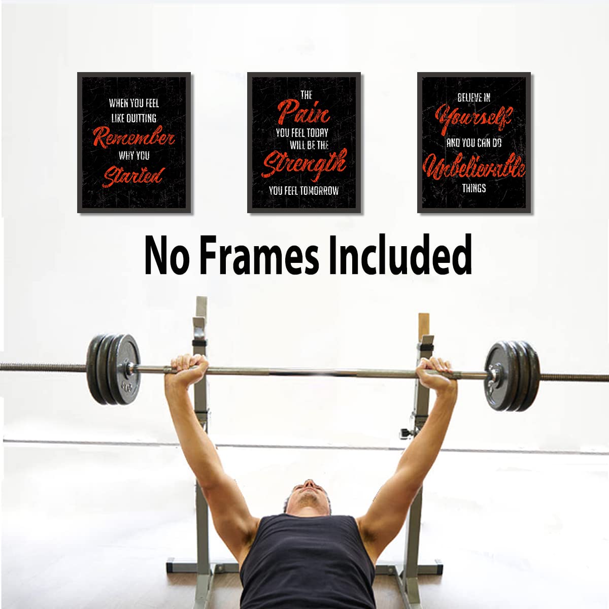 Hlniuc Motivational Sayings Art Prints, Inspirational Workout Room Decor, Set Of 6 (8X10, Unframed), Positive Poster For Gym, Ex