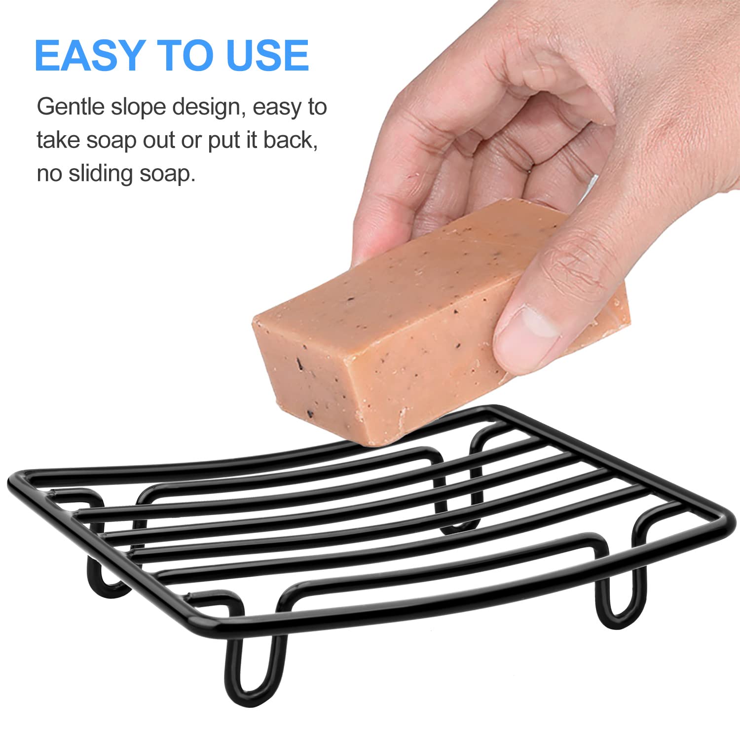 GUUKAR Bar Soap Dish Holder for Shower Bathroom Stainless Steel Rust Proof Self Draining  Black-2 Pack